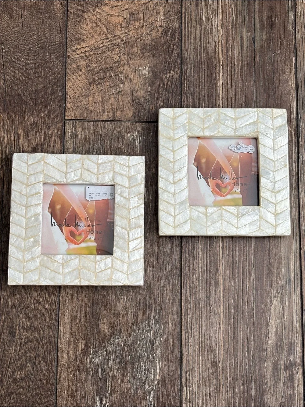 NEW PAIR Of 4x4 Photo Frames Nicole Miller Pearly Capiz Shell White Philippines